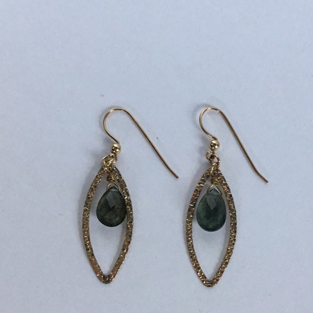 Gold tone and genuine labradorite earrings